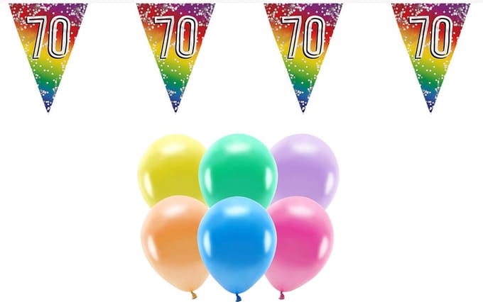 Boland Party - 70e jaar verjaardag feestartikelen - versiering - 100x ballonnen - 2x leeftijd vlaggetjes