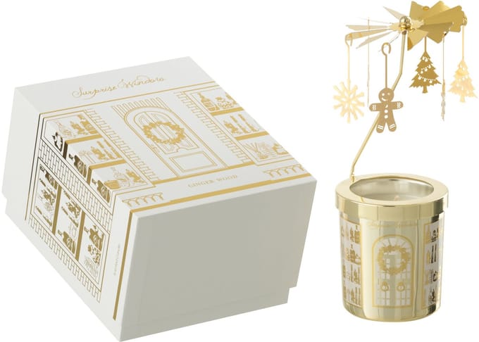 J-Line geurkaars Carousel Surprise Window - wit/goud