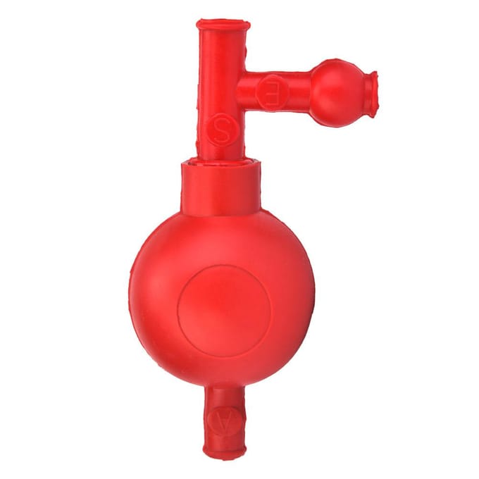 Laboratorium Rubber Zuigbal Veilige Druk Kwantitatieve Pipetvuller met 3 Kleppen rood