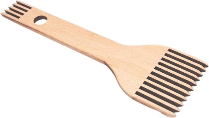 Houten Weefkam - Macrame Tool - Textiel Bewerken - Dubbelzijdig Ontwerp - Niet gespecificeerd - Houtkleur