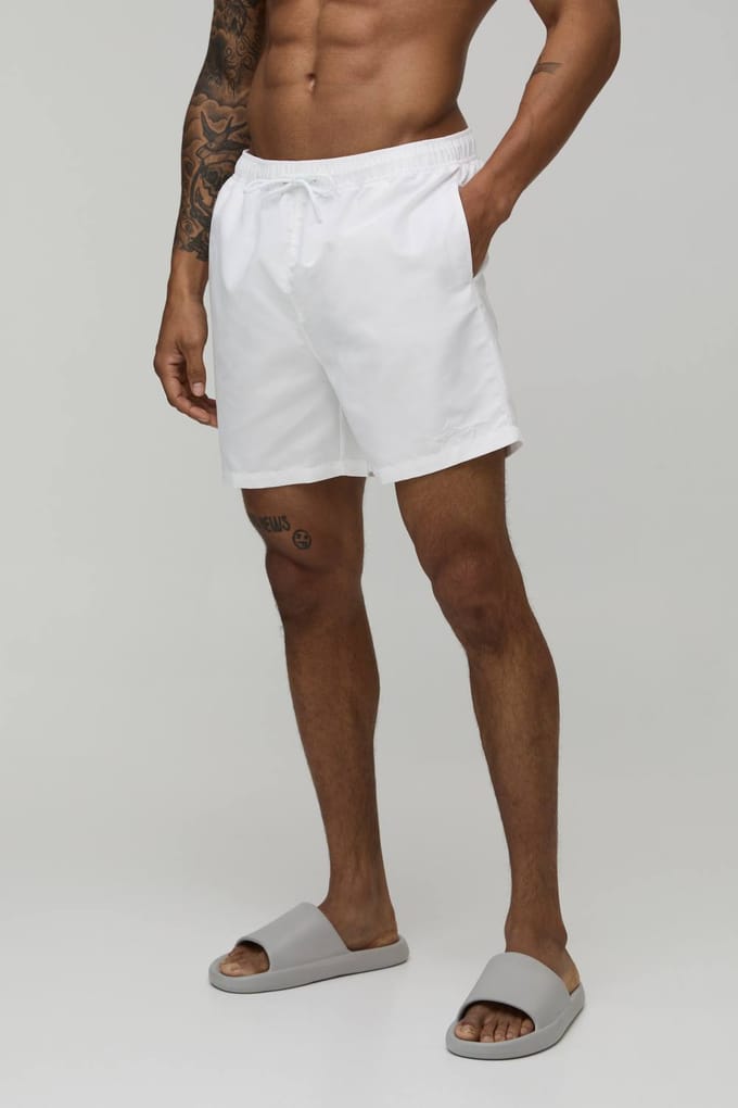 Mid Length BM Autograph Swim Short | White | Size Small