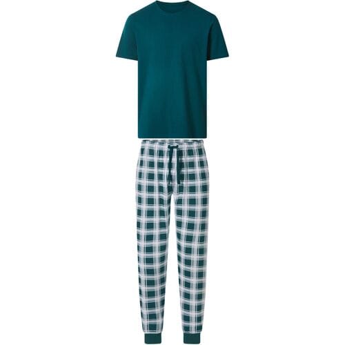 ESMARA MEN Heren pyjama (Groen/geruit, S)