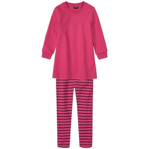 LUPILU Meisjes jurk met legging (Roze/gestreept, 86/92)