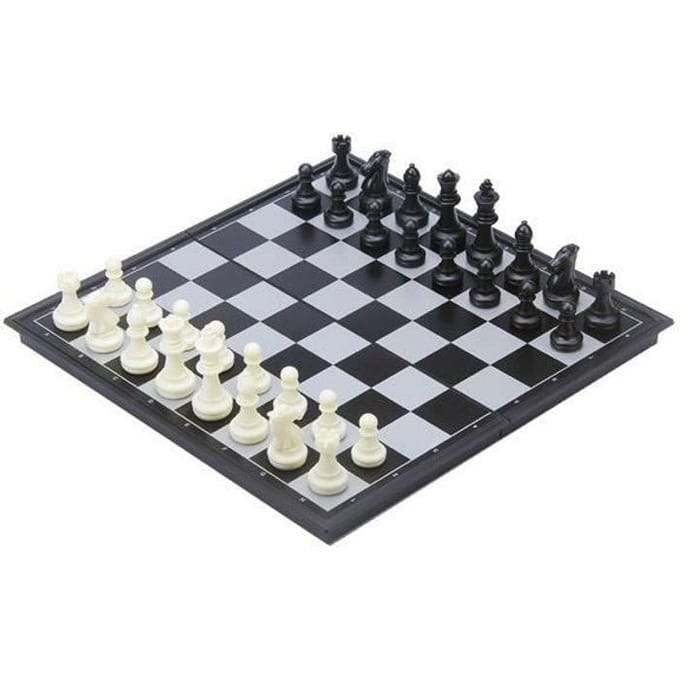 Reisspel Schaak & Backgammon 24 cm – Magnetisch & Opklapbaar – Inclusief Opbergcompartiment – Koning 50 mm – Engelhart