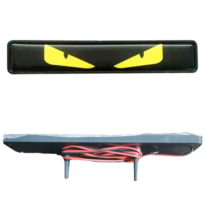 1x Badge de calandre avant de voiture, autocollant lumineux, emblème lumineux LED, œil de démon black