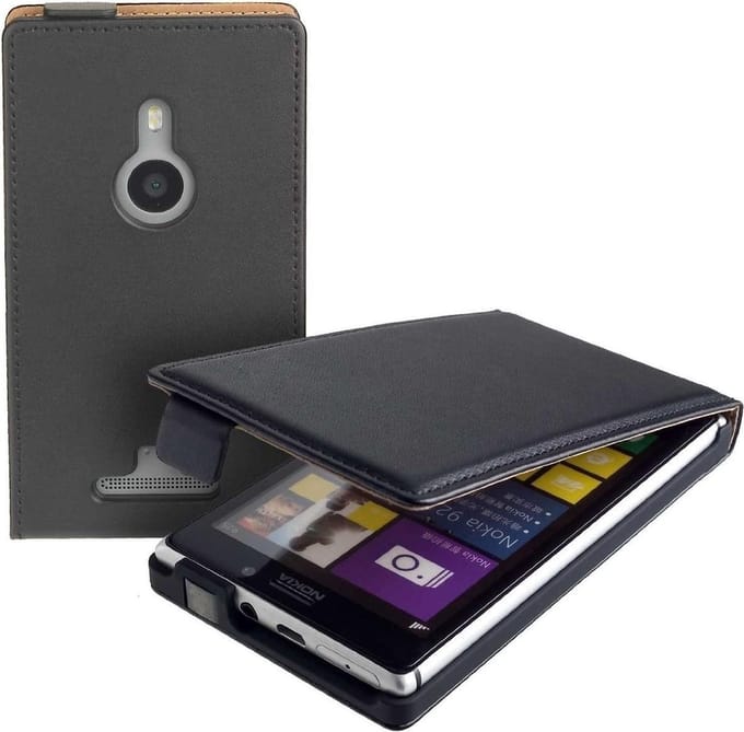 Lelycase Zwart Eco Leather Flip Case Nokia Lumia 925