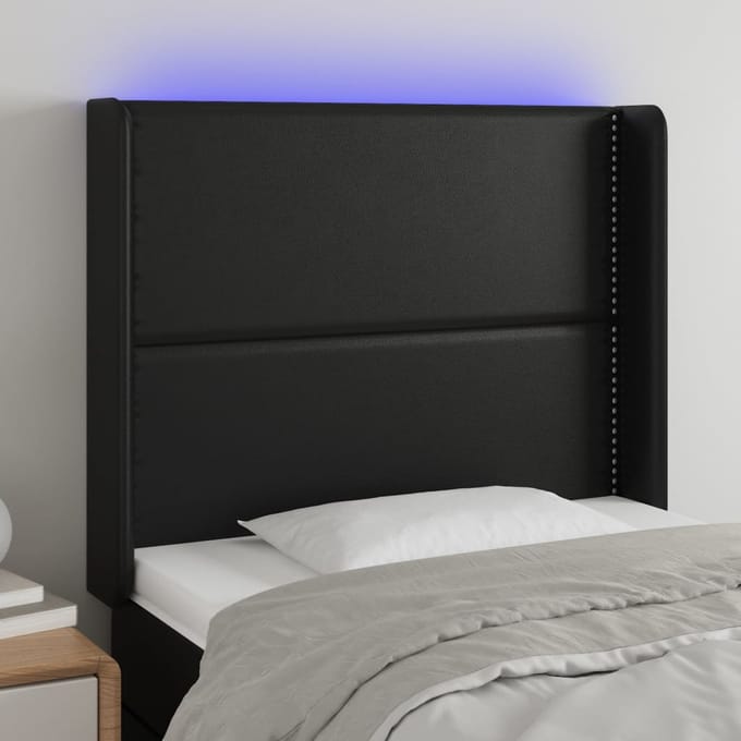 vidaXL - Hoofdbord - LED - 103x16x118/128 - cm - kunstleer - zwart