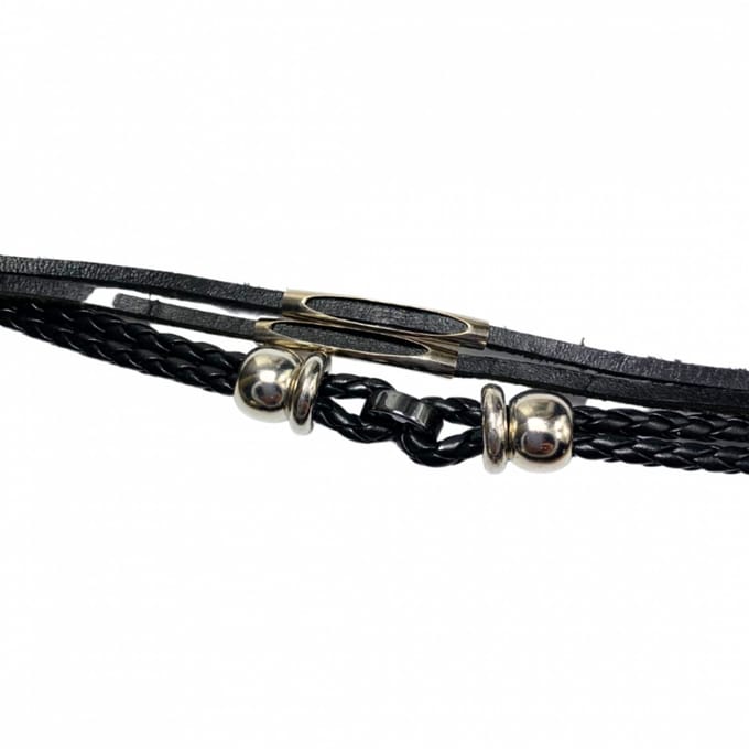 Armband- zwart- metaal - Charme Bijoux