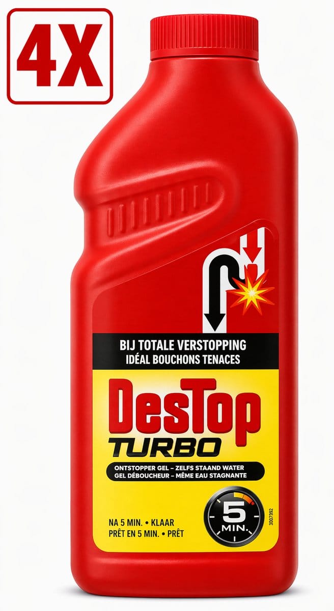 4 x DesTop Ontstopper Turbo - 500 ml
