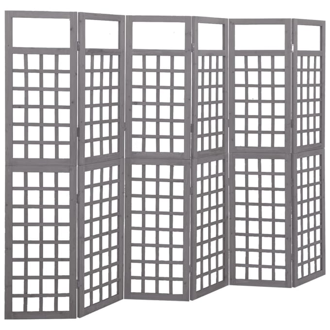 vidaXL - Kamerscherm/trellis - met - 6 - panelen - 242,5x180 - cm - vurenhout - grijs