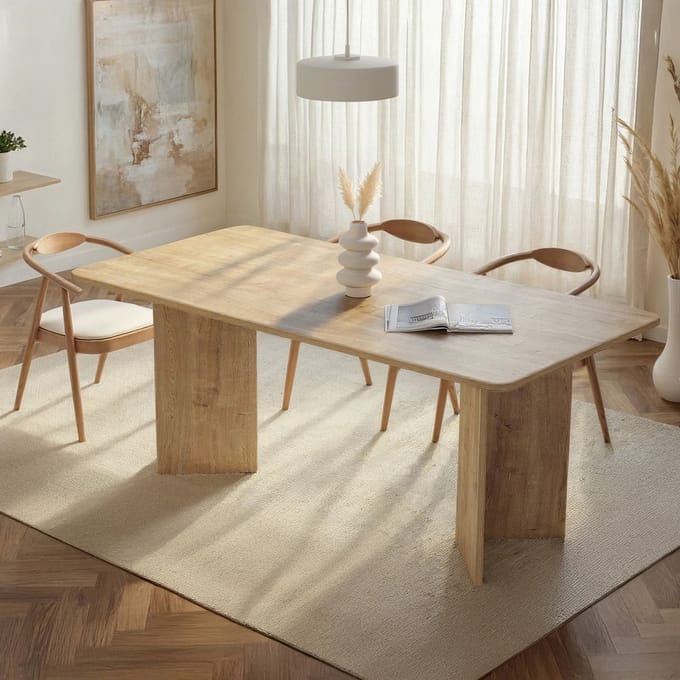 Asir - Eettafel - Honing Eikenhout - 100% met melamine gecoat spaanplaat - 180 x 90 x 75 cm