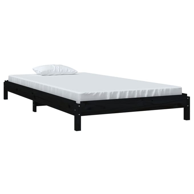 vidaXL - Bed - stapelbaar - 80x200 - cm - massief - grenenhout - zwart