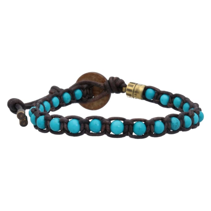 Bela Donaco Armband Classic B4 - Turquoise - Geoxideerd Messing - Vintage leer