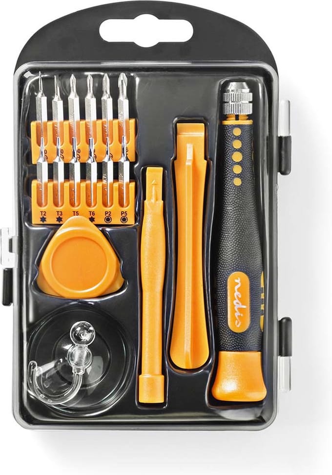 Nedis Phone/tablet repair set - 17-in-1 - PC / Smartphone / Tablet - ABS / Metaal - Philips bits - Gleuf bits - Pentalobe bits - Tri-wing bits