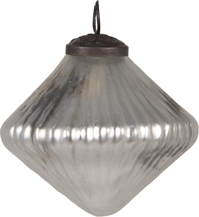 Clayre & Eef Kerstbal Overig Ø 9 cm Zilverkleurig Glas Kerstballen