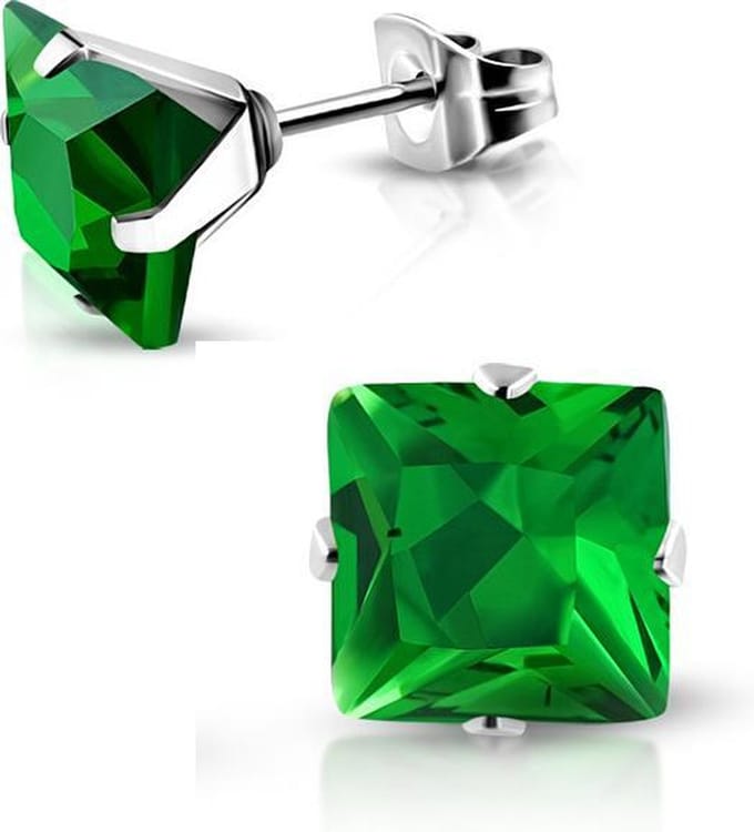 Montebello Oorbellen Avira Green - 316L Staal - ∅6mm