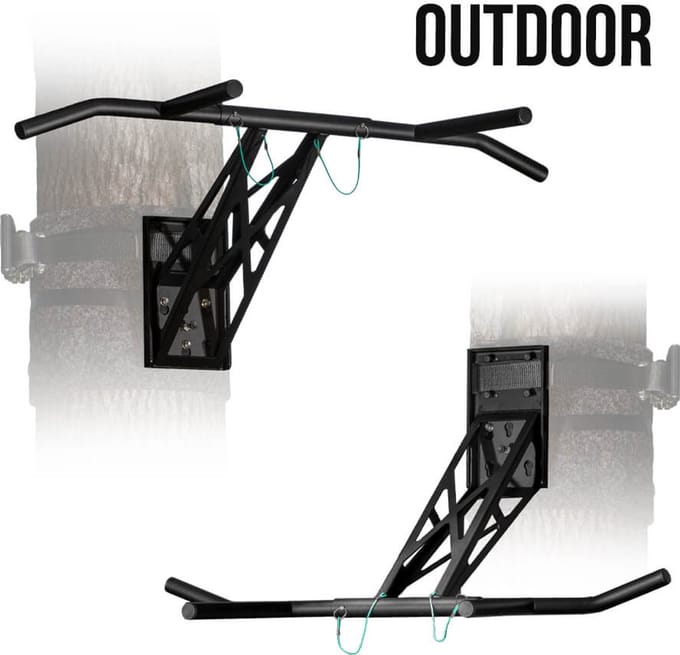 PULLUP & DIP Stainless Steel - Mobiele Pull-up & Dip Stang - Outdoor Wandmontage - Weersbestendig RVS - Afneembaar Systeem