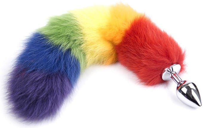Fixxx - Buttplug met Vossenstaart - Lengte 45 cm - Diameter Plug 28 mm - Rainbow