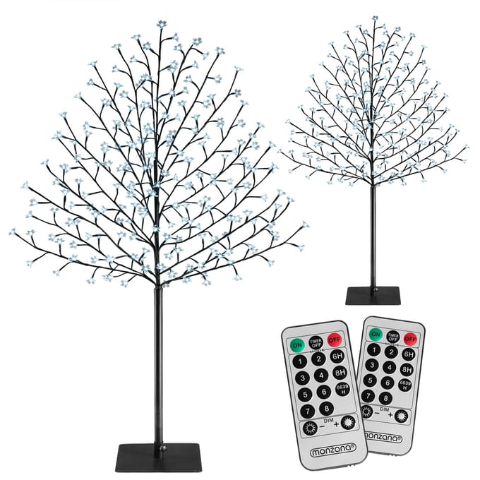 Monzana Kerstverlichting - 2x Kersenbloesemboom 220cm IP44 – Koud Wit
