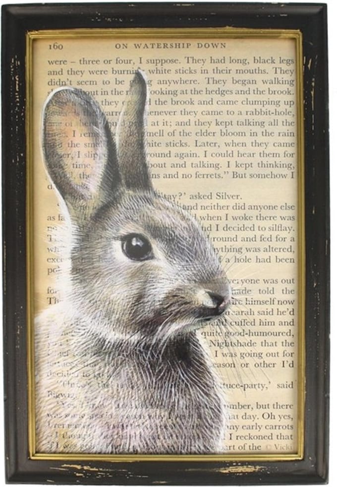 Lijstje hout zwart Haas zijkant, 34x23,5cm