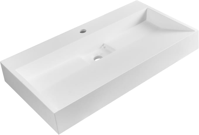 QUENKO - Wastafel - Wit - 80 x 46 cm - Mineraalgietwerk