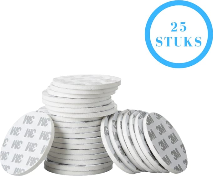 3M Plakstrips Rond - Dubbelzijdig Tape - Plakstrips Dubbelzijdig - 3M Tape - 5 CM - 25 Pack - Lichte Objecten