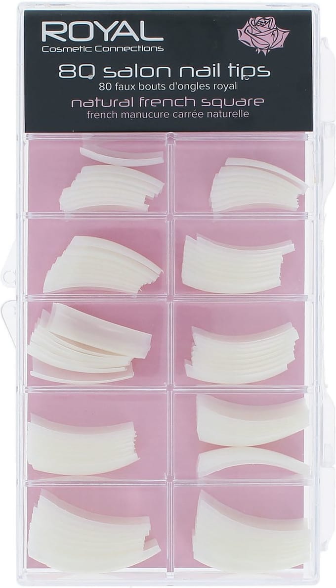 Royal 80 Salon Nail Tips - Natural French Square