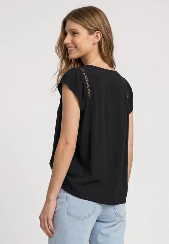 Shirt met overhangende schouders en V-hals