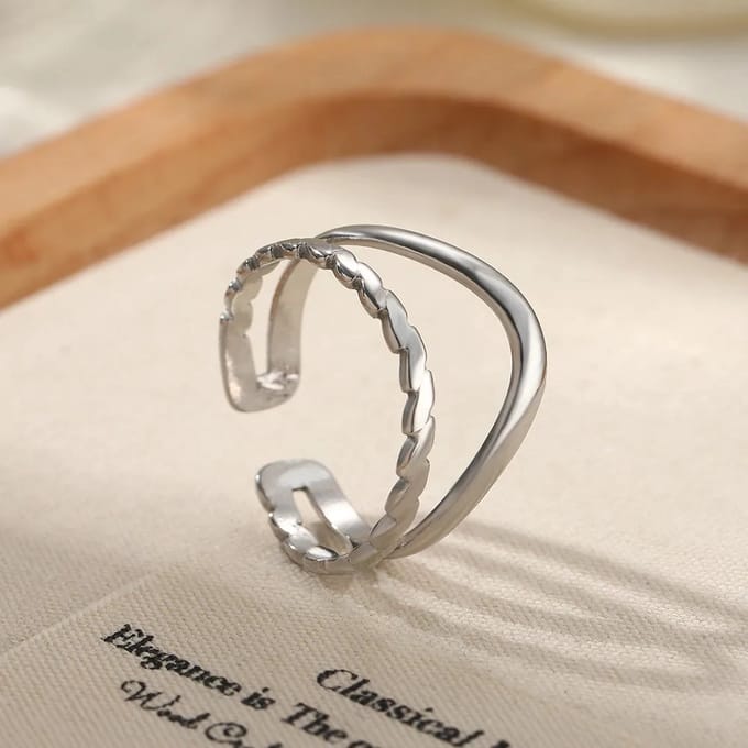 JewelGalerie-Ringen-Dubbele Open Ring-Zilver