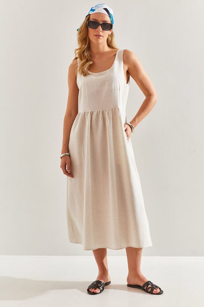 Gepaard Midi-jurk met Ronde Hals