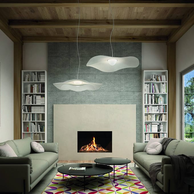 Bover LED hanglamp Mediterránia S/105.2, wit/crèmekleurig