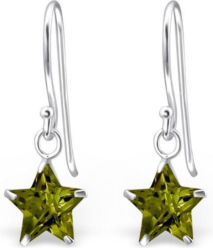 Montebello Oorbellen Ada Olive - 925 Zilver E-Coating - Ster - 8mm - 23mm