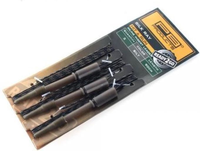 PB Products - Ready2Go Silk Ray Hit & Run Inline Leader 90 cm - 3 stuks - Weed