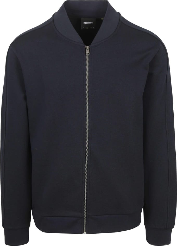 Lyle & Scott Cardigan Bomber Dark Donkerblauw (navy) - Maat L - Heren
