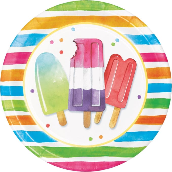 8 kartonnen bordjes zomer - Feestdecoratievoorwerp