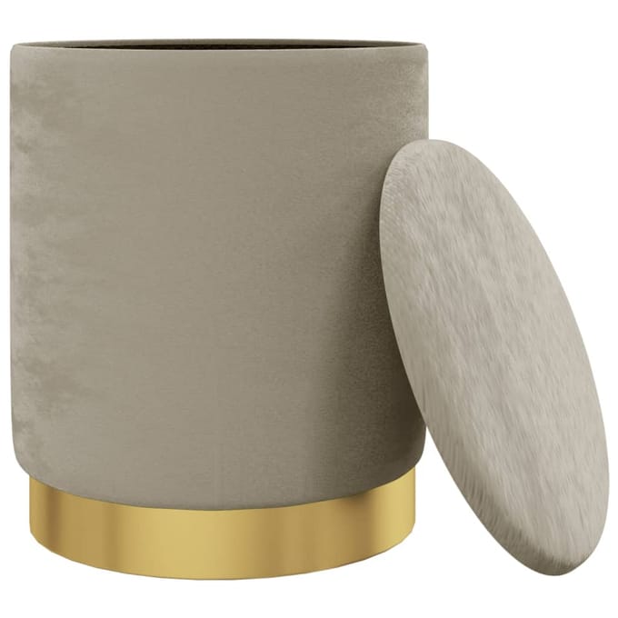 vidaXL - Hocker - met - opbergruimte - rond - fluweel - 31 - x - 37 - cm - donkergrijs