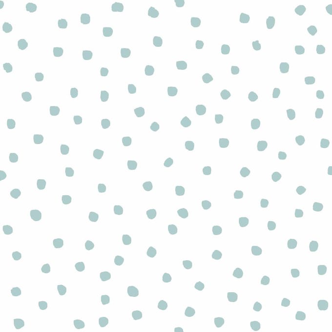 Behang - Kinderkamer – Confetti – Stippen – Blauw – Wit - Babykamer - Kinderbehang – Stippenbehang - 0,53 x 10,05 M