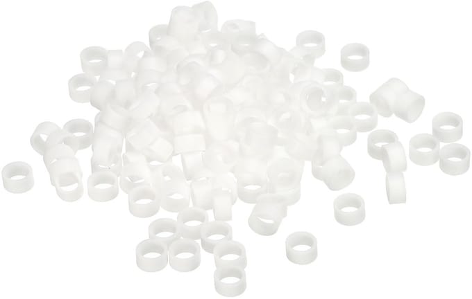 Elastiekjes kabelbinders 50 stuks antislip 3/8 inch plat wit voor koordwikkeling, zakwikkels, kunst