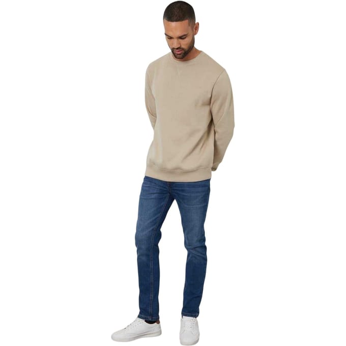 Threadbare Heren Crew Neck Regular Sweatshirt met lange mouwen (Nieuwe steen)