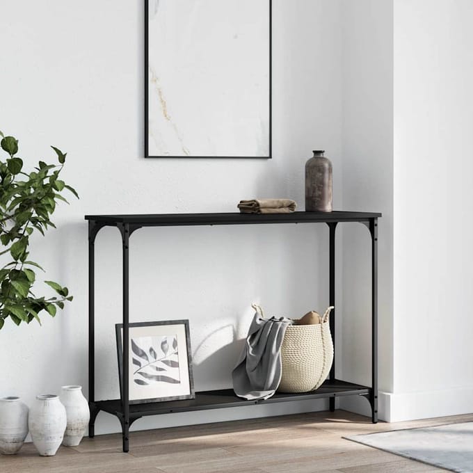 vidaXL - Wandtafel - 101x30,5x75 - cm - bewerkt - hout - zwart