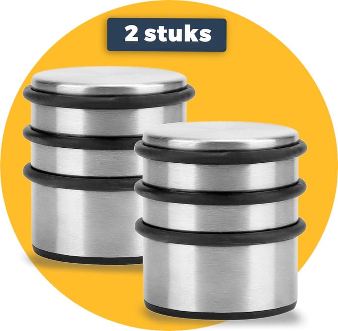Pasper Deurstopper 2 stuks - ø 9 x 8 cm - rvs - 1.1 kg - deurstoppers voor binnen en buiten - deurbuffer