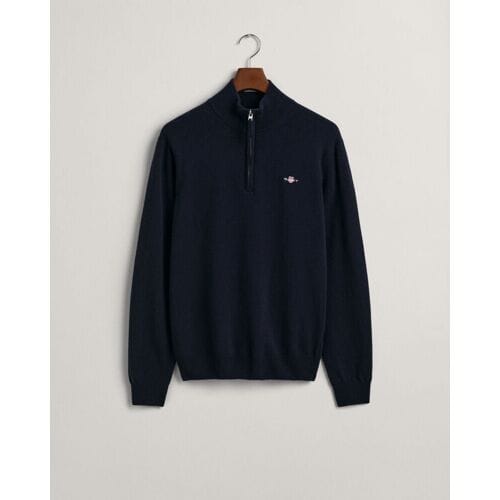 Gant Halfzip Wol Trui Logo Navy - Maat XL - Heren - Schipperstrui