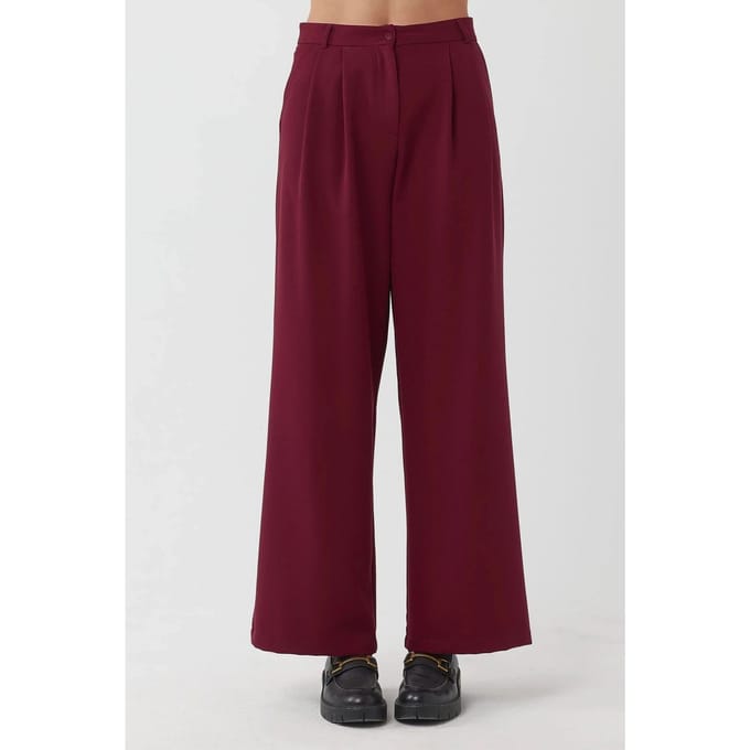 Hoge Taille Geplooide Palazzo Broek