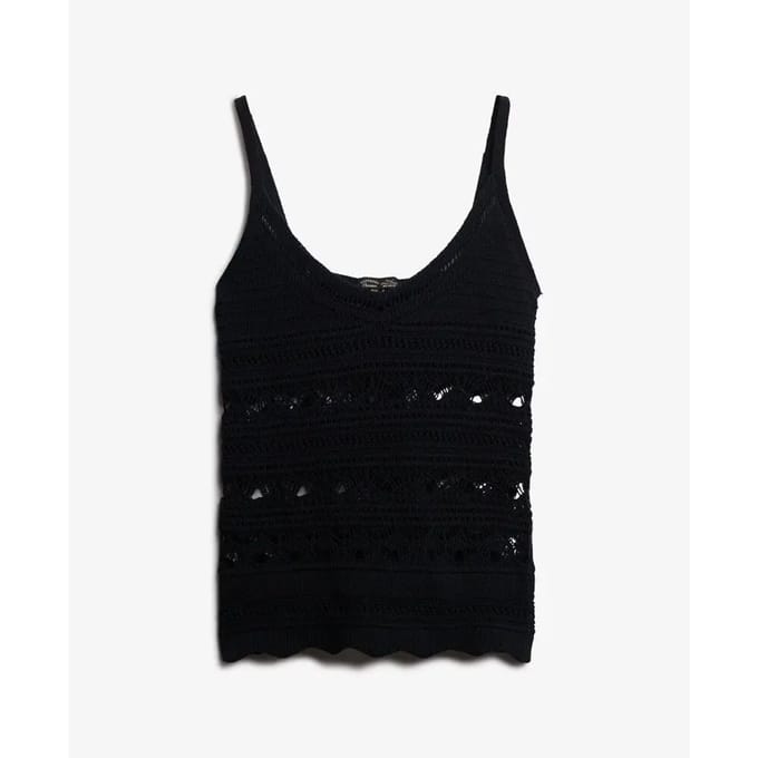 Superdry Gehaakt Camitopje Black Grootte: 40