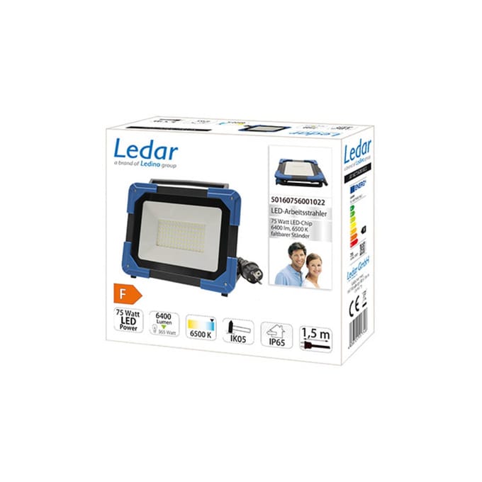 Ledino LED schijnwerper Ledar 6.500 K 120° zwart 75 W