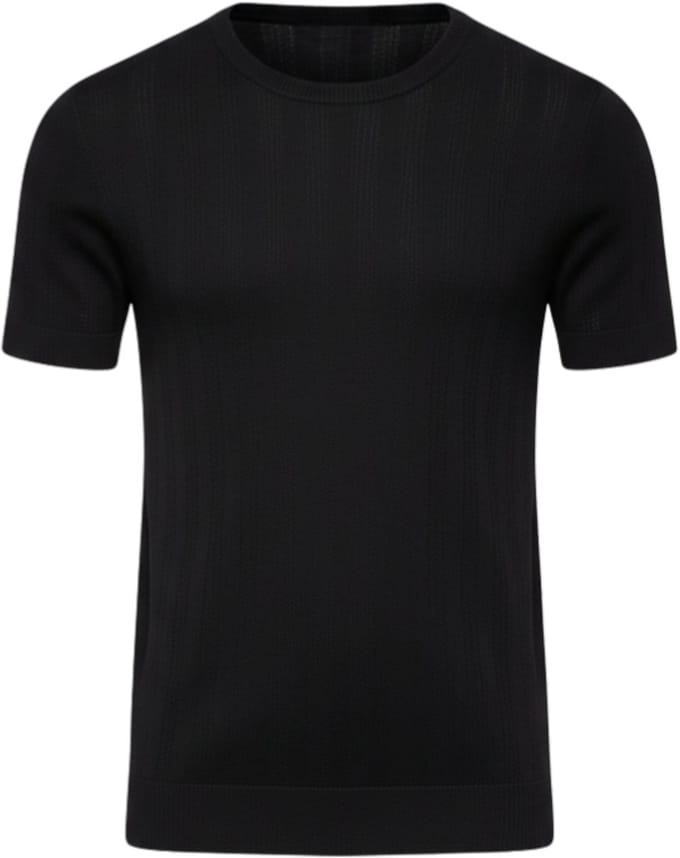 OMBRE T-shirt - Viscose - Korte Mouw - Effen Zwart S