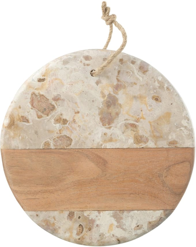 J-Line kaasplank Rond Marmer - steen - biege/naturel