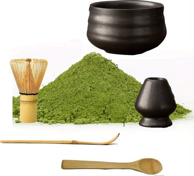 Nivard Matcha Set - Starterkit - Klopper - Matcha Thee Set - Matcha Whisk - 5 stuk - Aarde