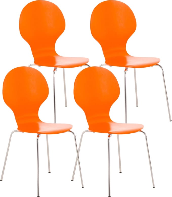CLP Diego Set van 4 stapelstoelen Hout/oranje