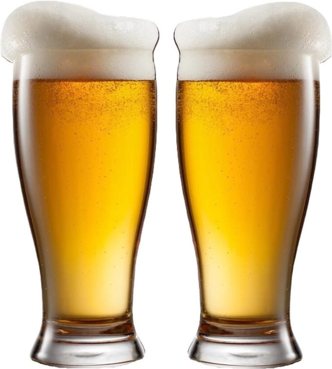 LAV Bierglazen - 2x - 565 ml/0,56L - stevig glas - Stijlvolle glazen - Halve liter/groot formaat - Voor de liefhebber